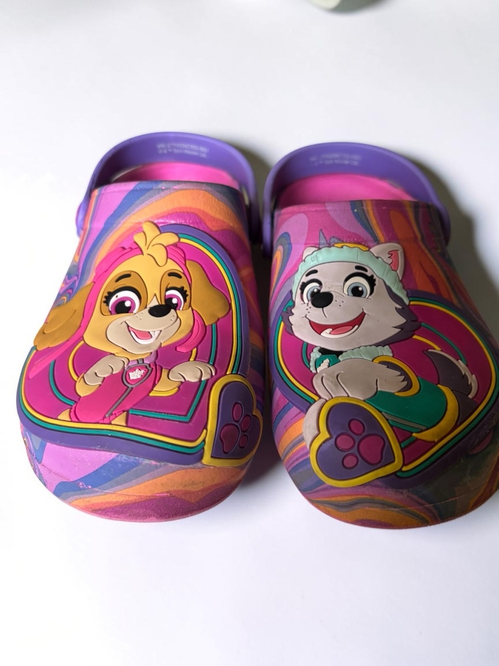 Paw Patrol Skye Everest Girls Clogs Size 11/12 Pink Purple Rainbow Tie Dye Shoe
